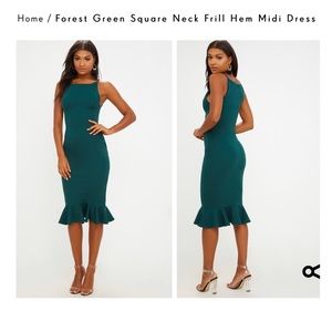 Prettylittlething green midi dress